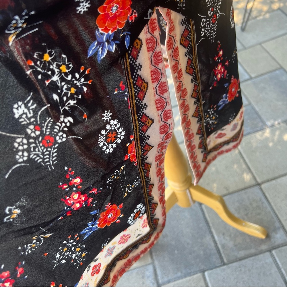 Max Studio black floral long kimono duster/jacket|XS - Picture 6 of 8